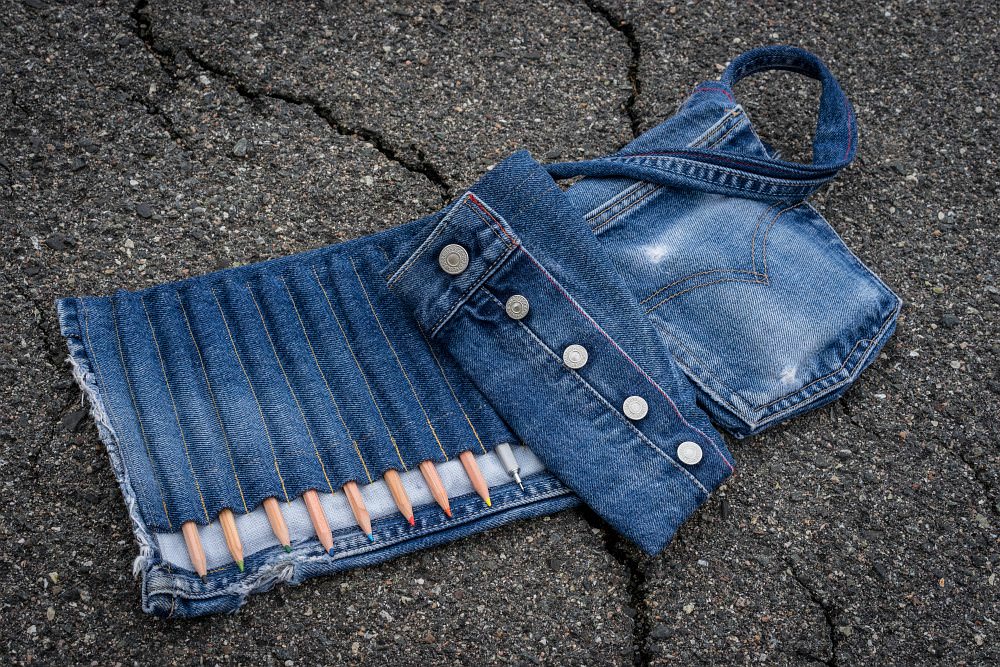 jeans pencil case and bag 